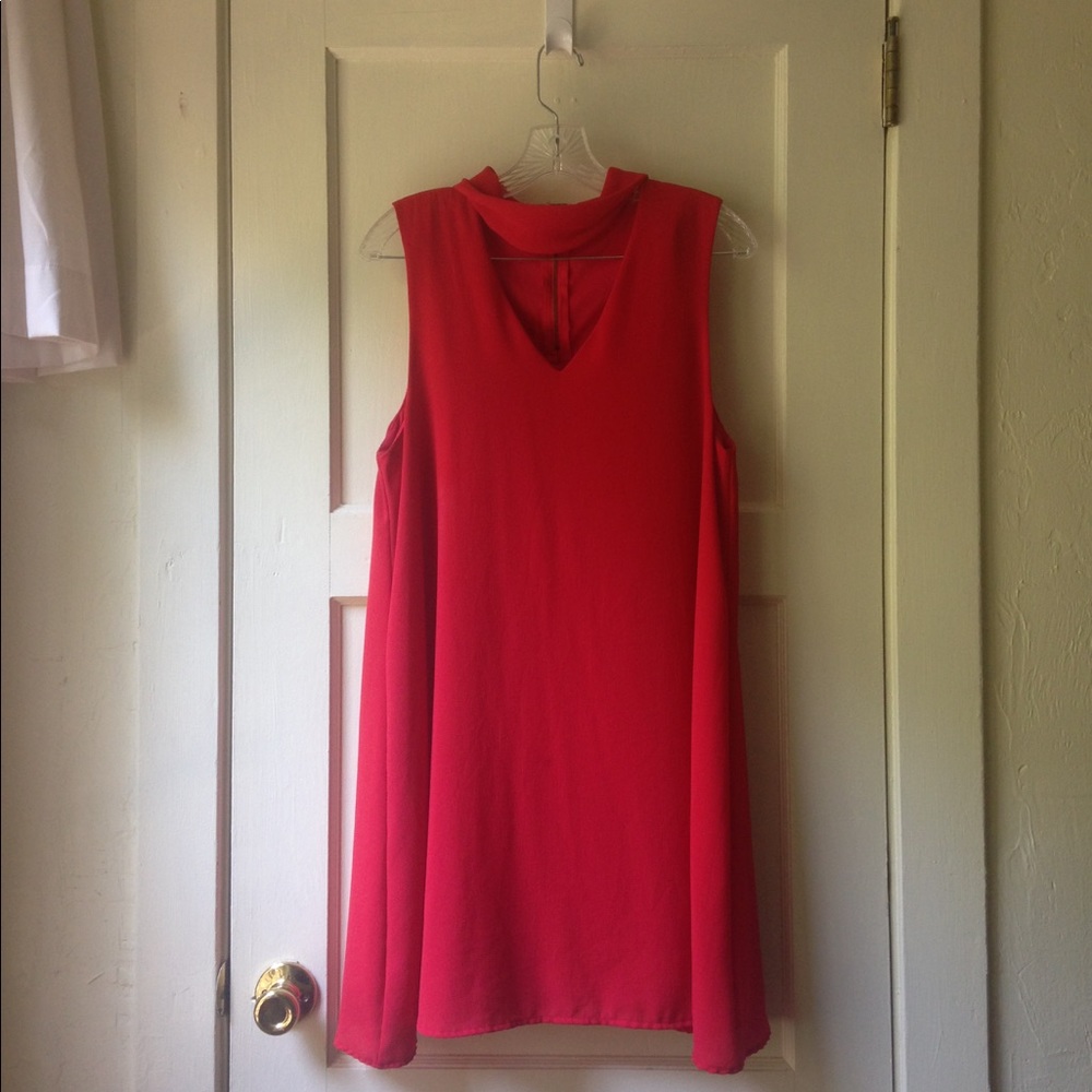 Noble U Red Minidress Collar with Back Zipper Hot